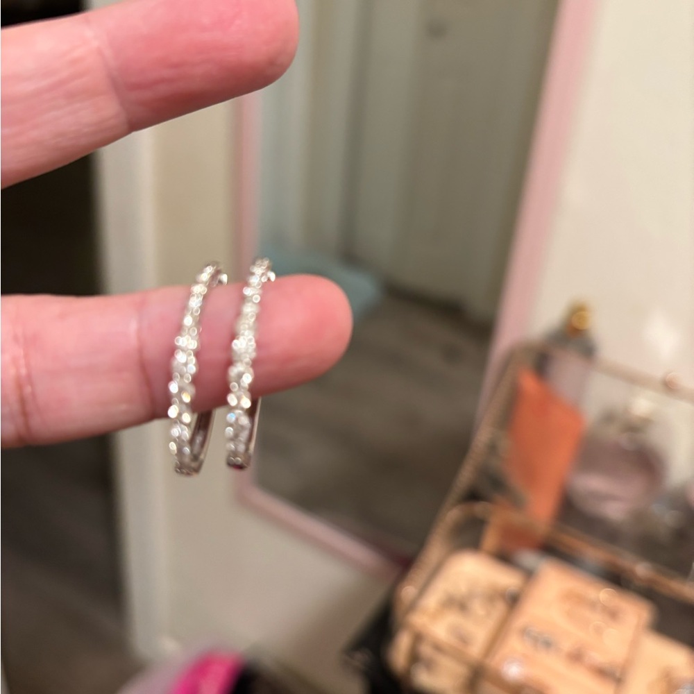 14 K White Gold hoops